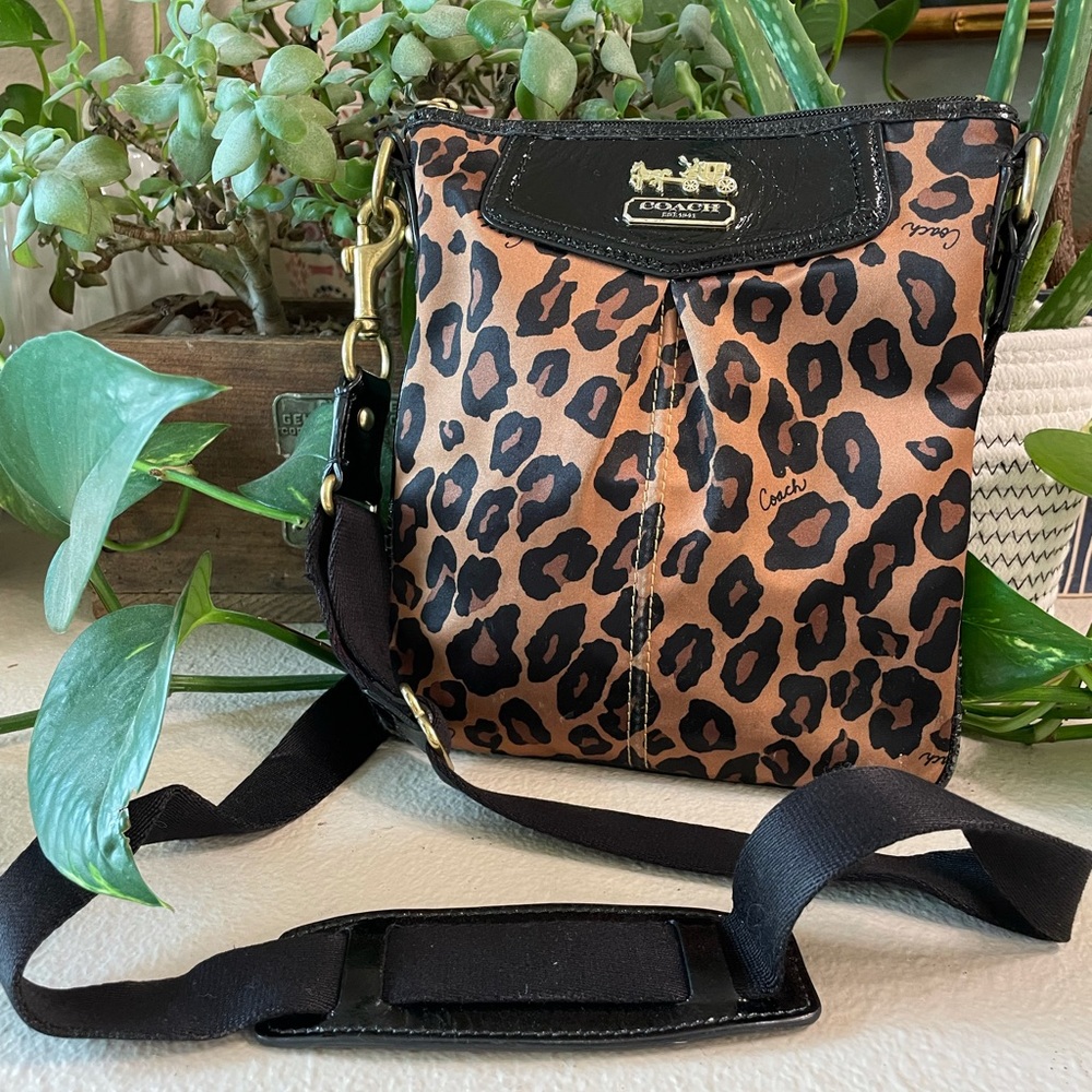 Coach leopard print crossbody purse